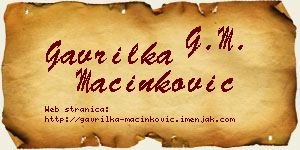 Gavrilka Mačinković vizit kartica